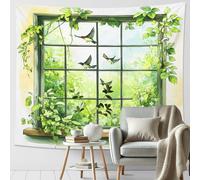 Birds and Greenery Tapestry, Nature-Inspired Wall Hanging for Spring Decoration, Aesthetic Home Decor for Bedroom and Living Room 50x60 Inch