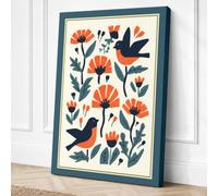 Birds and Marigolds Canvas Wall Art Print 24x16 Inch (61 x 41 cm)