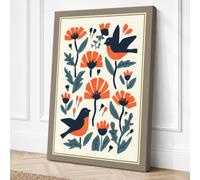 Birds and Marigolds Canvas Wall Art Print 30x20 Inch (76 x 51 cm)