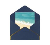 Birds And The Sea Elegant Greeting Card â€“ Premium Pearl Paper Foldable Card With Gold Trim, Blank Inside For Personal Message â€“ Perfect For Christmas, Birthday, Wedding & Valentineâ€™s Day