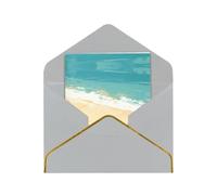 Birds And The Sea Elegant Greeting Card â€“ Premium Pearl Paper Foldable Card With Gold Trim, Blank Inside For Personal Message â€“ Perfect For Christmas, Birthday, Wedding & Valentineâ€™s Day