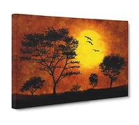 Birds And Trees At Sunset Canvas Print for Living Room Bedroom Home Office Décor, Wall Art Picture Ready to Hang, 30 x 20 Inch (76 x 50 cm)