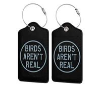 Birds Arent Real Leather Baggage Bag Luggage Tags with Stainless Steel Loo