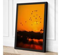 Birds at Sunrise Coastal Canvas Wall Art Print 18x12 Inch