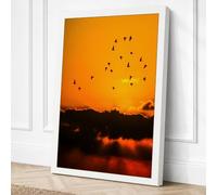 Birds at Sunrise Coastal Canvas Wall Art Print 30x20 Inch