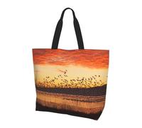 Birds at Sunset Print Large Women Tote Bag,Ladies Shoulder Bag