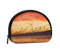 Birds at Sunset Print Portable Mini Storage Bag Shell Shaped Wallet Small Coin Wallet Shell Storage Bag