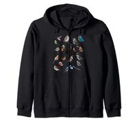 Birds Birdlover Birdwatcher Ornithologist Robin Wren Magpie Zip Hoodie