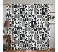 Birds Blackout Curtains, Modern Minimalistic Stripes Geometric Black Wrinkle Free Privacy Curtains for Apartment Living Room Bedroom 52x63 Inch