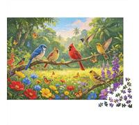 Birds & Blooms Jigsaw Puzzle 1000 Piece Recyclable Material Vibrant Nature Puzzles for Elderly Relieve Senile Dementia Fun Activity Great Gift Idea 70x50cm/1000pcs