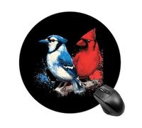 Birds Blue Jay And Cardinal Funny Mouse Pads for Home Office | Non-Slip Laptop Mouse Mat with Stitched Edge for Travel 8inch Perfect Size