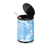 Birds Butterflies Blue Flowers Small Ashtrays For Cigarettes with Lid Stainless Steel Portable Covered Ash Trays For Cigarettes Outdoor for Patio Beach Camping
