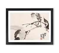 Birds By Ren Yi Asian Japanese Framed Print | A2 Black Framed Wall Art | Ready to Hang | Asian Nature Picture | Living Room Bedroom Lounge Office