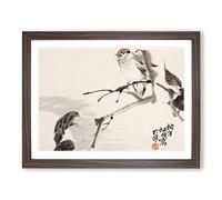Birds By Ren Yi Asian Japanese Framed Print | A2 Walnut Framed Wall Art | Ready to Hang | Asian Nature Picture | Living Room Bedroom Lounge Office
