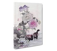 Birds by the Pond by Kono Bairei Canvas Print for Living Room Bedroom Home Office Décor, Wall Art Picture Ready to Hang, 30 x 20 Inch (76 x 50 cm)