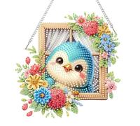 Birds by The Window-DIY 5D Diamond Art Painting Pendant Kit 5D Diamond Painting Art Hanging Ornament Kit DIY Diamond Window Garden Door Wall Home Decoration