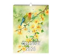 Birds Calendar 2026 Wall Calendar English Edition 12-Month Spiral-Bound Calendars For Exotic Birds Desk Flower Calendars For Nature Lovers Collection, Home 28.5 X 21 Cm