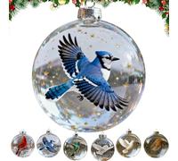 Birds Christmas Glass Bauble Collection 2026,Clear Plastic Christmas Balls,Lifelike Birds,Festive Tree Decorations,Holiday Hanging Baubles, Collectible Keepsake Gifts (C)