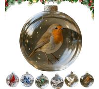 Birds Christmas Glass Bauble Collection 2026,Clear Plastic Christmas Balls,Lifelike Birds,Festive Tree Decorations,Holiday Hanging Baubles, Collectible Keepsake Gifts (D)