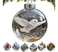 Birds Christmas Glass Bauble Collection 2026,Clear Plastic Christmas Balls,Lifelike Birds,Festive Tree Decorations,Holiday Hanging Baubles, Collectible Keepsake Gifts (E)
