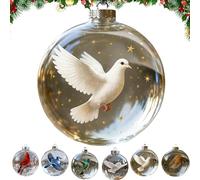 Birds Christmas Glass Bauble Collection 2026,Clear Plastic Christmas Balls,Lifelike Birds,Festive Tree Decorations,Holiday Hanging Baubles, Collectible Keepsake Gifts (F)