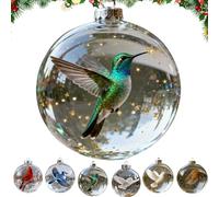 Birds Christmas Glass Bauble Collection 2026,Clear Plastic Christmas Balls,Lifelike Birds,Festive Tree Decorations,Holiday Hanging Baubles, Collectible Keepsake Gifts (A)