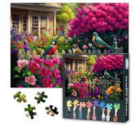Birds Collage Games -1000 Piece Jigsaw Puzzle for Adults - Birds and Flowers in a Garden with a Fence - Challenging Yet Relaxing Activity for Game Nights - Finished Size is 27.5" x 19.6"/70 * 50cm