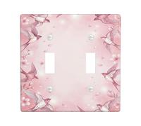 Birds Double Light Switch Cover Plate, Spring Floral Flowers Petals Spring Peach Plastic Standard Size Decorative Wall Plates for Home Living Room New Apartment Decor