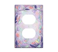 Birds Duplex Outlet Covers Wall Plate, Spring Floral Flowers Leaves Spring Pastel Plastic Standard Size Wall Plates for Electrical Outlets for Living Room Bedroom Home Office Decor