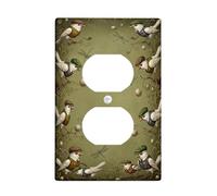 Birds Duplex Outlet Covers Wall Plate, Vintage Nature Golf Balls Dragonflies Spring Green Plastic Standard Size Face Plates for Electrical Outlets for Home Living Room Bedroom Bathroom Decor
