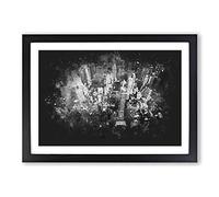Birds Eye View of New York City Paint Splash Framed Print | A2 Black Framed Wall Art | Ready to Hang | Modern Cityscape Picture | Living Room Bedroom Lounge Office