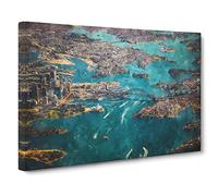 Birds Eye View Of Sydney Australia Canvas Print | Gallery Wrapped 30mm Frame Wall Art | 20x14 inches | Ready to Hang | Modern Bird Picture | Living Room Bedroom Lounge Office