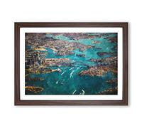 Birds Eye View of Sydney Australia Framed Wall Art Print A2 Walnut