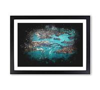 Birds Eye View of Sydney Australia Paint Splash Framed Print | A2 Black Framed Wall Art | Ready to Hang | Modern Nature Picture | Living Room Bedroom Lounge Office