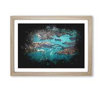 Birds Eye View of Sydney Australia Paint Splash Framed Print | A2 Oak Framed Wall Art | Ready to Hang | Modern Nature Picture | Living Room Bedroom Lounge Office
