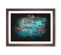 Birds Eye View Of Sydney Australia Paint Splash Modern Art Framed Print | A2 Walnut Framed Wall Art | Ready to Hang | Modern Nature Picture | Living Room Bedroom Lounge Office