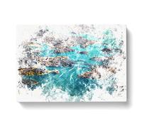 Birds Eye View Of Sydney Australia Watercolour Modern Canvas Wall Art Print Ready to Hang, Framed Picture for Living Room Bedroom Home Office Décor, 60x40 cm (24x16 Inch)