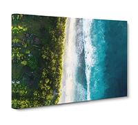 Birds Eye View Of The Beach Canvas Print | Gallery Wrapped 30mm Frame Wall Art | 30x20 inches | Ready to Hang | Abstract Seascape Picture | Living Room Bedroom Lounge Office