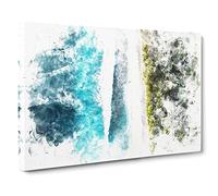 Birds Eye View Of The Beach Watercolour Canvas Print | Gallery Wrapped 30mm Frame Wall Art | 24x16 inches | Ready to Hang | Coastal Seascape Picture | Living Room Bedroom Lounge Office