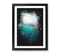 Birds Eye View Of Turkey Paint Splash Modern Framed Print | A4 Black Framed Wall Art | Ready to Hang | Modern Animal Picture | Living Room Bedroom Lounge Office