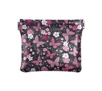Birds Floral Coin Purse Mini Purse Small Change Bag, Small Coin Purse for Credit Card, Keys, Lipstick, Butterflies Flowers Black, One Size, Butterflies Flowers Black