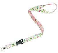 Birds & Floral Lanyard - Elegant Nature Print Neck Strap - 57cm Premium Polyester with Metal Swivel Hook & Quick Release Buckle - Beautiful Garden Design ID Holder, Keychain or Gift for Bird Lovers