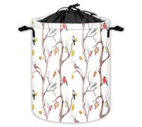 Birds Floral Laundry Hampers With Drawstring Rustic Laundry Baskets For Bathroom Spring Tree Branch Portable Clothes Storage Organizer Basket Autumn Tree Leaves Herbs W 35 L 44 Cm