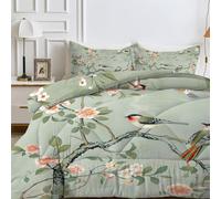 Birds Florals Printed Super King Duvet 7.5 Tog, Decorations Reversible Coverless Duvet SuperKing Size, Soft Bedding Comforter Sets for All Seasons, Lightweight Quilt with 2 Pillowcases - 260x220 cm