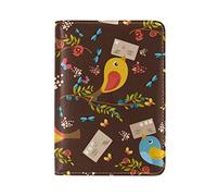 Birds Flower Art USA Passport Holder Real Leather Cover Case for Travel Men Women