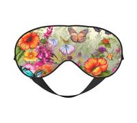 Birds Flowers Butterfly Double-Sided Silk Sleep Mask, Adjustable Light Blocking Eye Mask for Travel, Men & Women, Soft Comfortable Blindfold 20x10cm