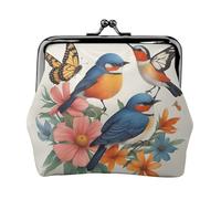 Birds Flowers Butterfly print Cute Buckle Coin Purses Vintage Pouch Kiss lock Change Purse Wallets for Women Fashion, Black, One Size, Vintage