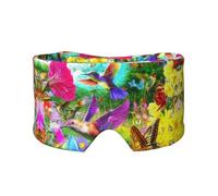 Birds Flowers Butterfly Print Sleep Eye and Ear Muffs Mask - Soft & Breathable, Ideal for Travel, Meditation, and Nighttime Use