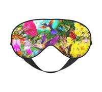 Birds Flowers Butterfly Print Soft Eye Mask -Elastic Nighttime Shade, Light-Proof Blindfolds for Plane, Yoga, Travel, Full Eye Covers