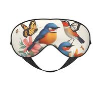 Birds Flowers Butterfly Print Soft Eye Mask with Adjustable Strap Sleep Shade Cover for Airplane Travel Nap